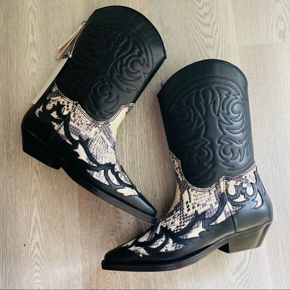 Mango Leather Cowboy Boots New in Box - Picture 5 of 16